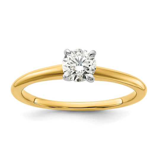 10K Two Tone Gold 1/2ct Lab Grown Diamond VS+ F+ Round Complete Solitaire Engagement Ring Size 5 – Elegant Jewelry Gift for Birthday, Anniversary, Engagement, Wedding