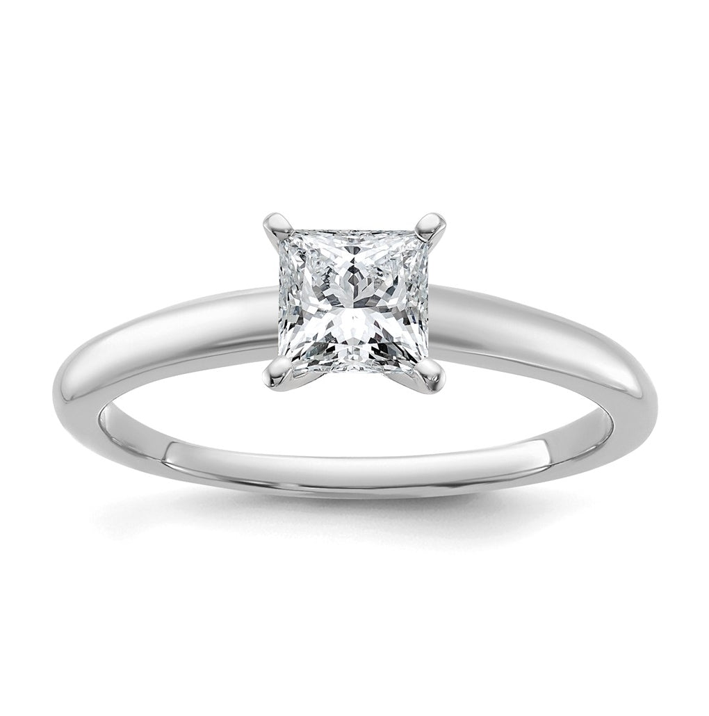 10K Two Tone Gold 1/2ct Lab Grown Diamond VS+ F+ Princess Complete Solitaire Engagement Ring Size 5 – Elegant Jewelry Gift for Birthday, Anniversary, Engagement, Wedding