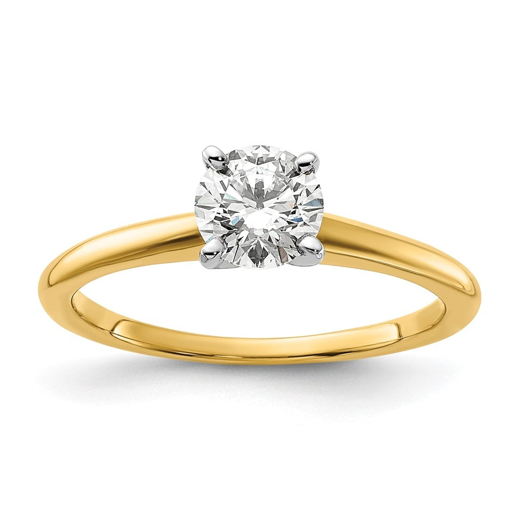 10K Two Tone Gold 1/2ct Lab Grown Diamond VS+ F+ Round Complete Solitaire Engagement Ring Size 5 – Elegant Jewelry Gift for Birthday, Anniversary, Engagement, Wedding