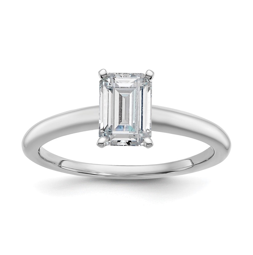 10K Two Tone Gold 1ct Lab Grown Diamond VS+ F+ Emerald Solitaire Complete Engagement Ring Size 5 – Elegant Jewelry Gift for Birthday, Anniversary, Engagement, Wedding
