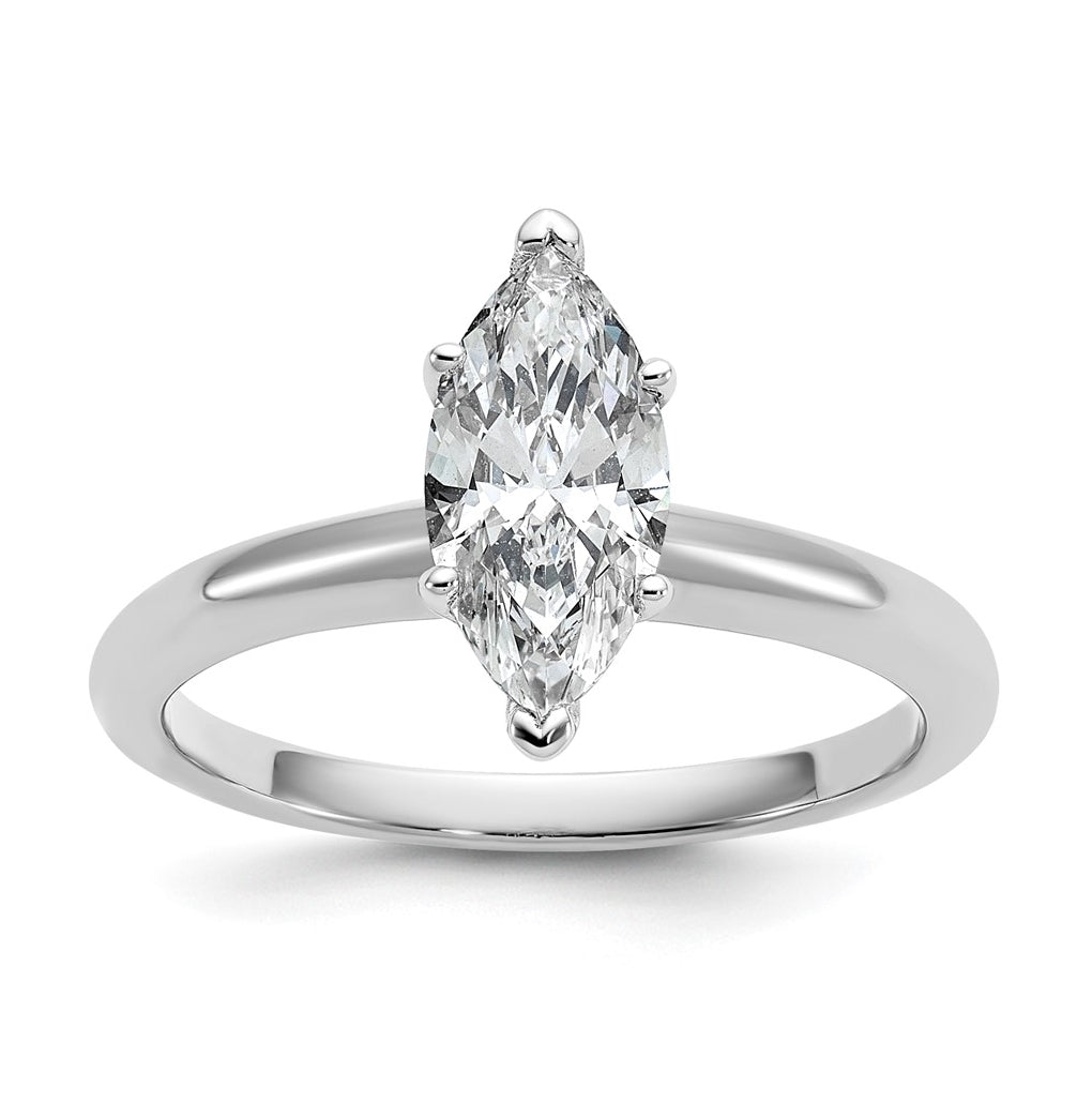 10K Two Tone Gold 1ct Lab Grown Diamond VS+ F+ Marquise Solitaire Complete Engagement Ring Size 5 – Elegant Jewelry Gift for Birthday, Anniversary, Engagement, Wedding