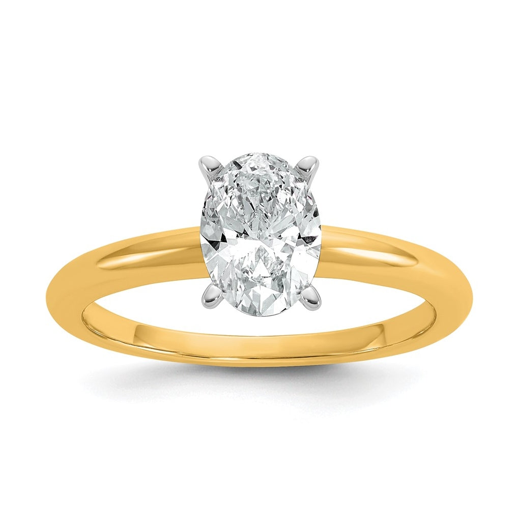 10K Two Tone Gold 1/2ct Lab Grown Diamond VS+ F+ Oval Complete Solitaire Engagement Ring Size 5 – Elegant Jewelry Gift for Birthday, Anniversary, Engagement, Wedding