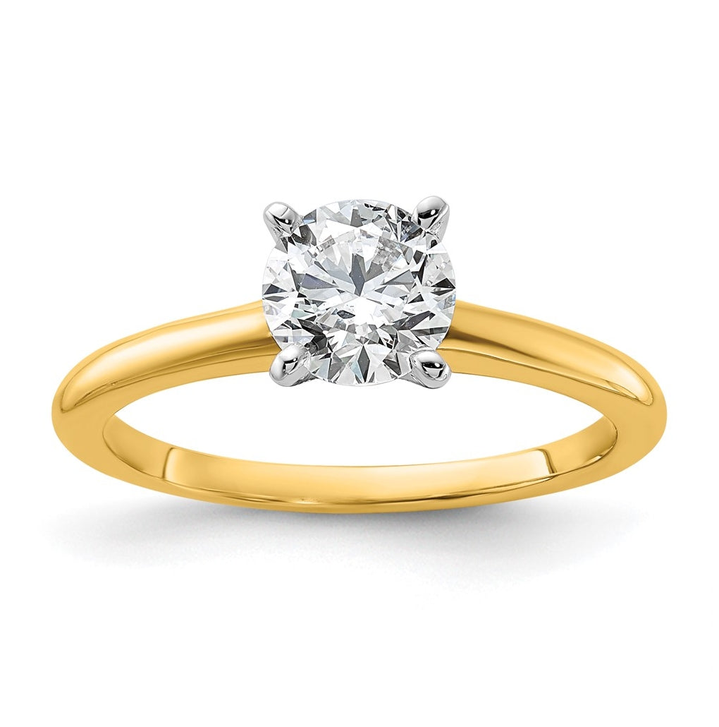 10K Two Tone Gold 1/2ct Lab Grown Diamond VS+ F+ Round Complete Solitaire Engagement Ring Size 5 – Elegant Jewelry Gift for Birthday, Anniversary, Engagement, Wedding