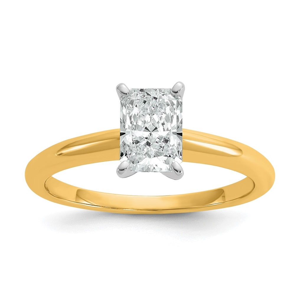 10K Two Tone Gold 1ct Lab Grown Diamond VS+ F+ Radiant Solitaire Complete Engagement Ring Size 5 – Elegant Jewelry Gift for Birthday, Anniversary, Engagement, Wedding
