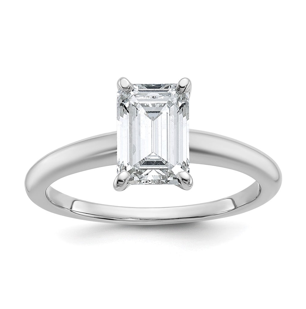10K Two Tone Gold 1ct Lab Grown Diamond VS+ F+ Emerald Solitaire Complete Engagement Ring Size 5 – Elegant Jewelry Gift for Birthday, Anniversary, Engagement, Wedding