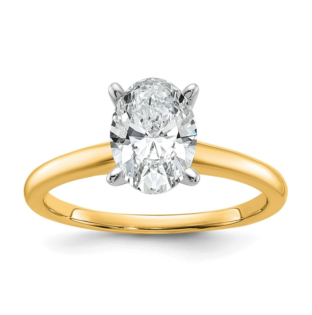 10K Two Tone Gold 1/2ct Lab Grown Diamond VS+ F+ Oval Complete Solitaire Engagement Ring Size 5 – Elegant Jewelry Gift for Birthday, Anniversary, Engagement, Wedding