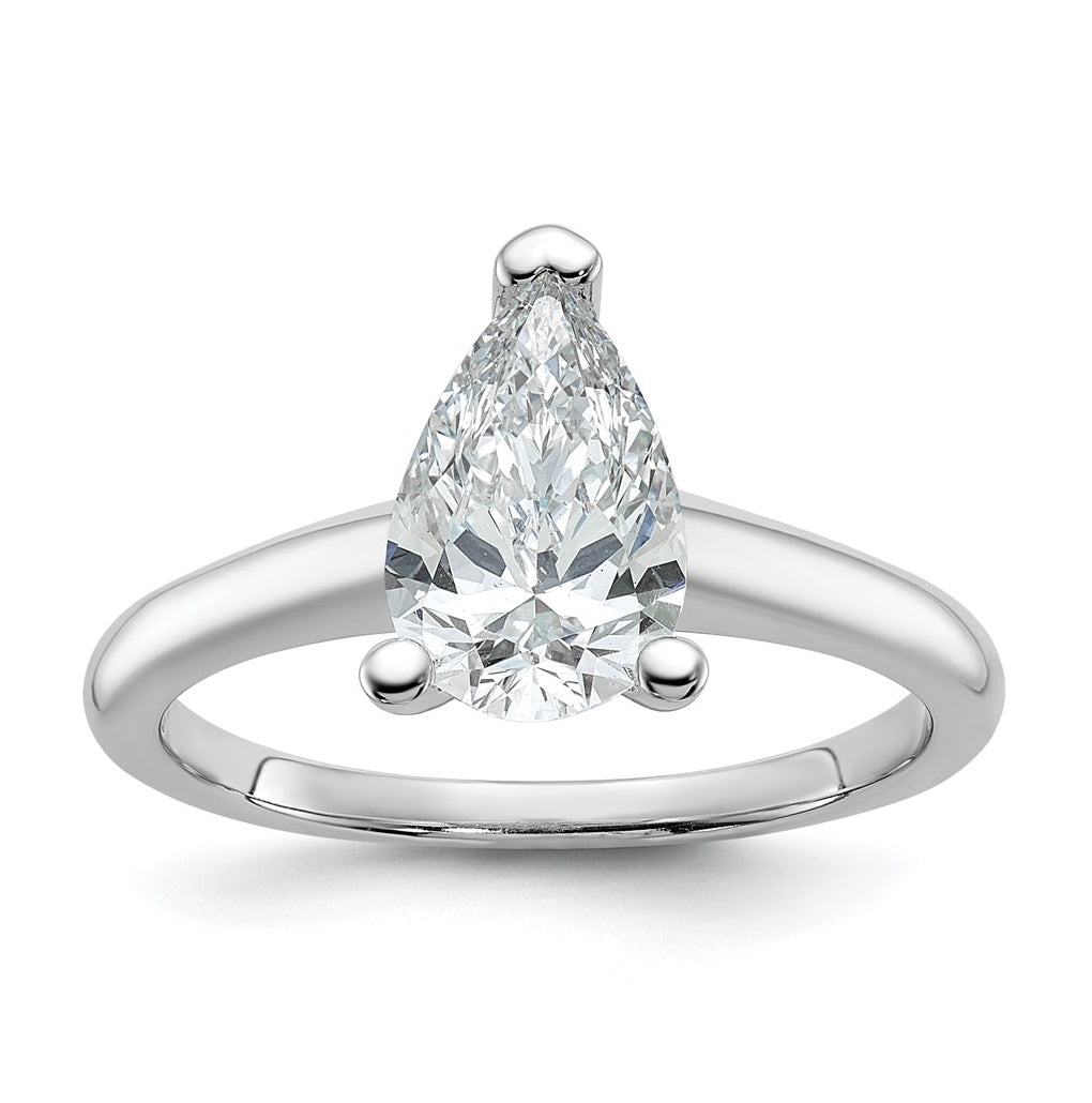 10K Two Tone Gold 1ct Lab Grown Diamond VS+ F+ Pear Solitaire Complete Engagement Ring Size 5 – Elegant Jewelry Gift for Birthday, Anniversary, Engagement, Wedding