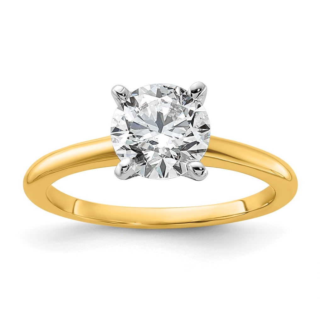 10K Two Tone Gold 1/2ct Lab Grown Diamond VS+ F+ Round Complete Solitaire Engagement Ring Size 5 – Elegant Jewelry Gift for Birthday, Anniversary, Engagement, Wedding