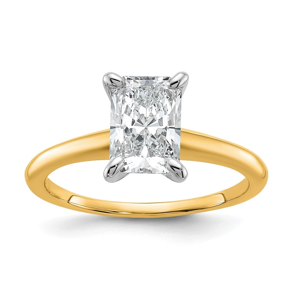 10K Two Tone Gold 1ct Lab Grown Diamond VS+ F+ Radiant Solitaire Complete Engagement Ring Size 5 – Elegant Jewelry Gift for Birthday, Anniversary, Engagement, Wedding
