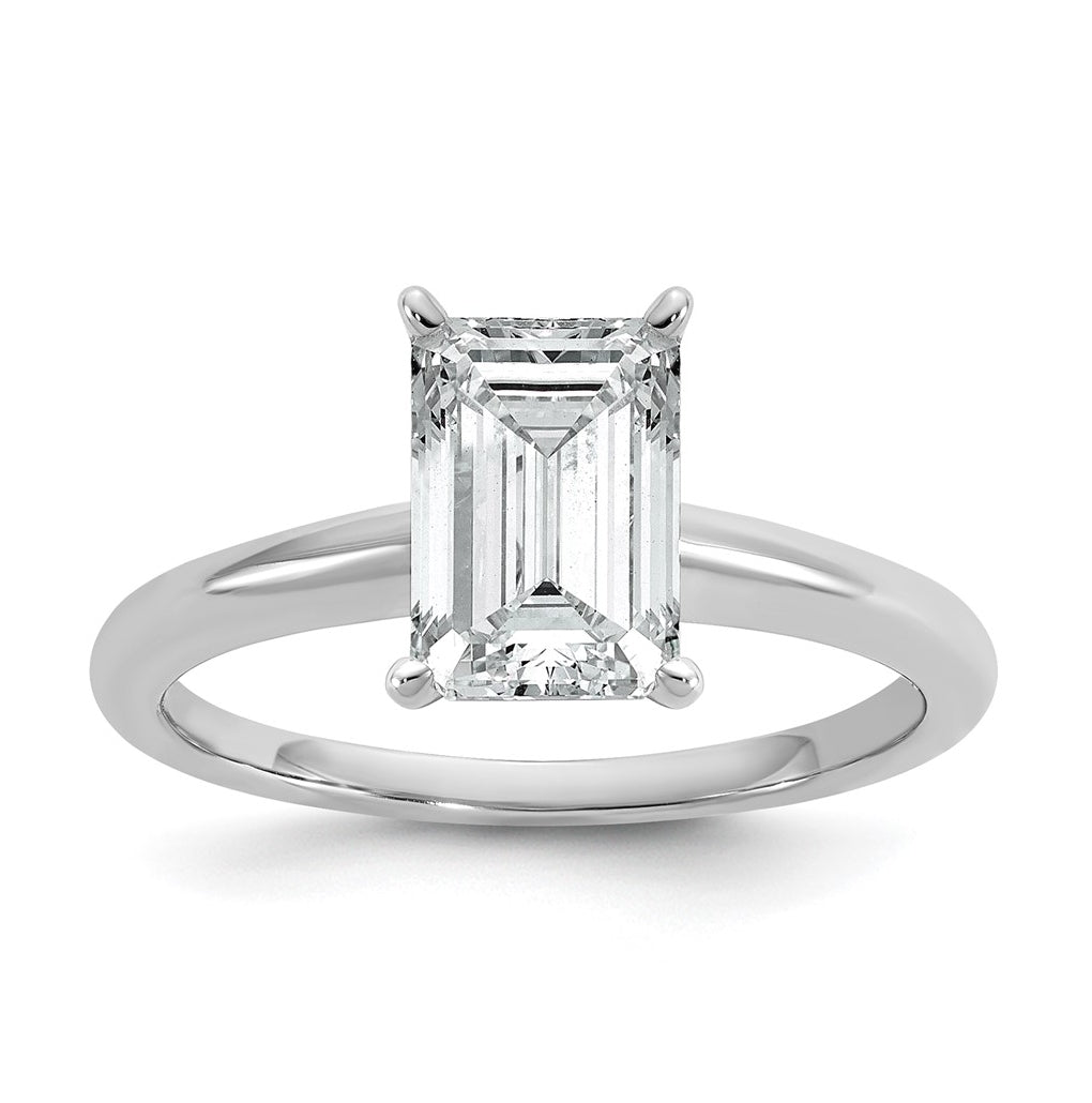 10K Two Tone Gold 1ct Lab Grown Diamond VS+ F+ Emerald Solitaire Complete Engagement Ring Size 5 – Elegant Jewelry Gift for Birthday, Anniversary, Engagement, Wedding