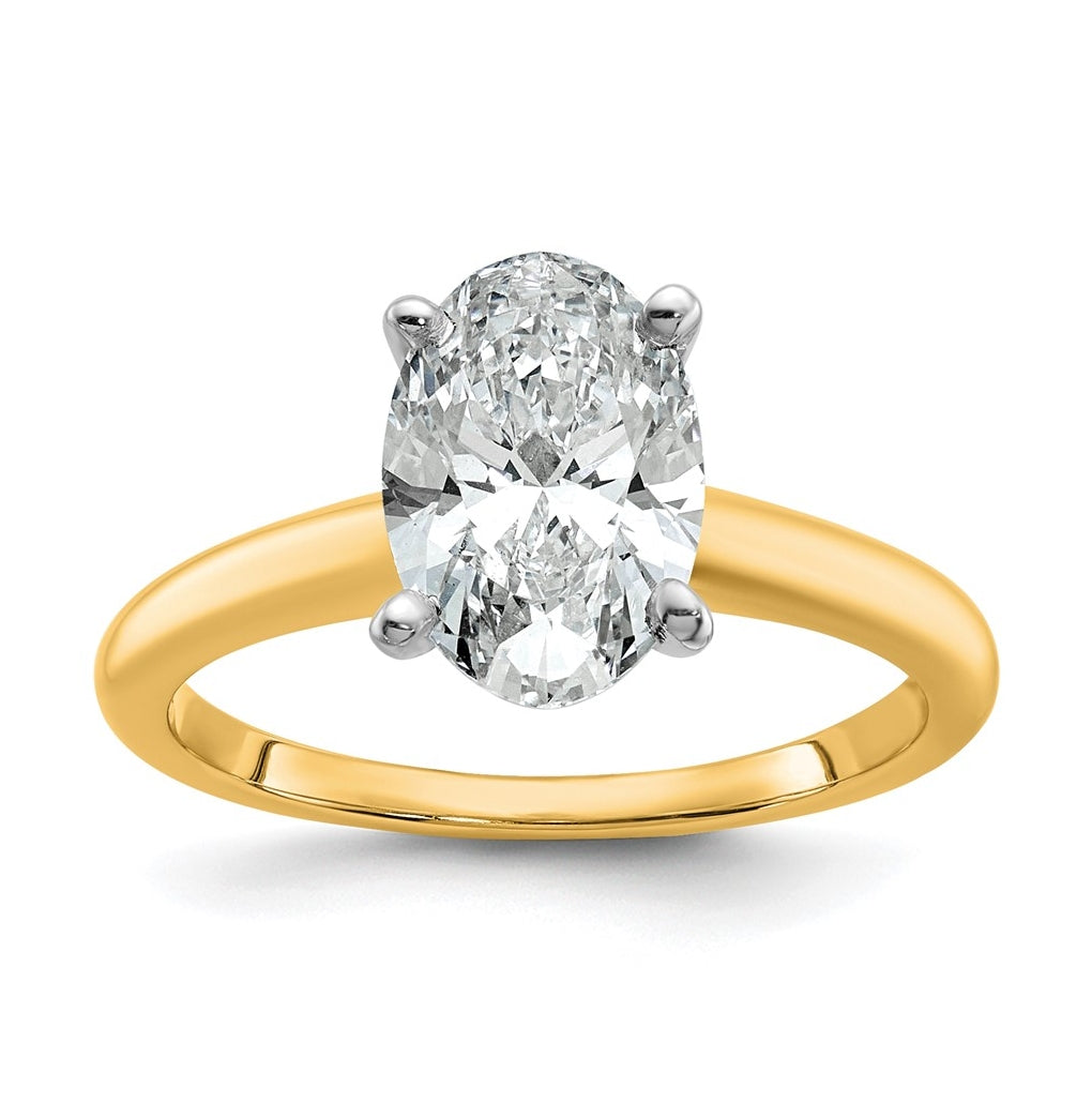 10K Two Tone Gold 1/2ct Lab Grown Diamond VS+ F+ Oval Complete Solitaire Engagement Ring Size 5 – Elegant Jewelry Gift for Birthday, Anniversary, Engagement, Wedding