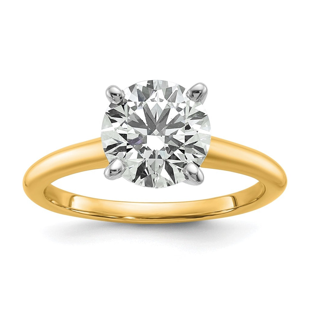 10K Two Tone Gold 1/2ct Lab Grown Diamond VS+ F+ Round Complete Solitaire Engagement Ring Size 5 – Elegant Jewelry Gift for Birthday, Anniversary, Engagement, Wedding