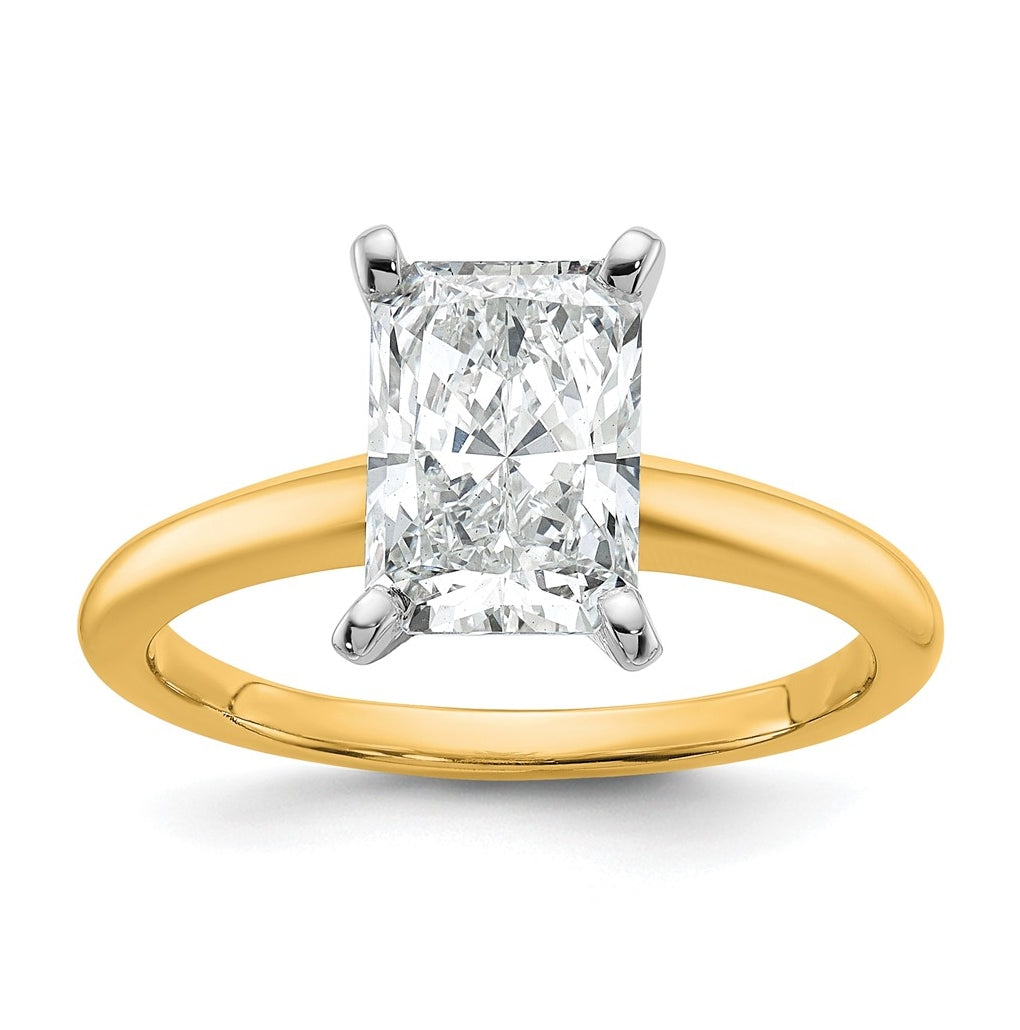 10K Two Tone Gold 1ct Lab Grown Diamond VS+ F+ Radiant Solitaire Complete Engagement Ring Size 5 – Elegant Jewelry Gift for Birthday, Anniversary, Engagement, Wedding