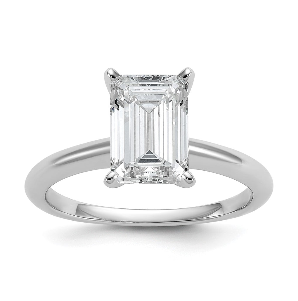 10K Two Tone Gold 1ct Lab Grown Diamond VS+ F+ Emerald Solitaire Complete Engagement Ring Size 5 – Elegant Jewelry Gift for Birthday, Anniversary, Engagement, Wedding
