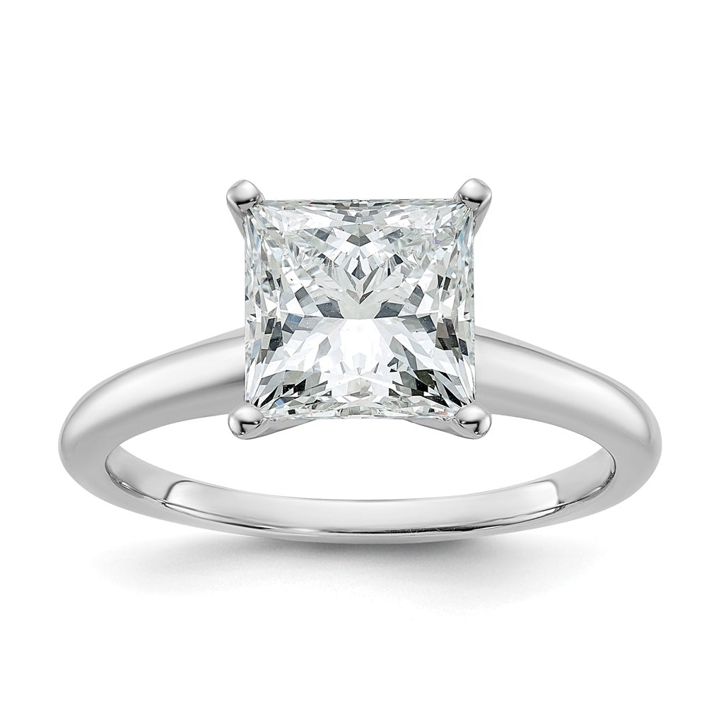 10K Two Tone Gold 1/2ct Lab Grown Diamond VS+ F+ Princess Complete Solitaire Engagement Ring Size 5 – Elegant Jewelry Gift for Birthday, Anniversary, Engagement, Wedding