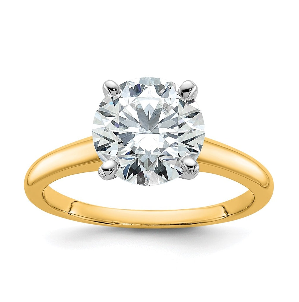 10K Two Tone Gold 1/2ct Lab Grown Diamond VS+ F+ Round Complete Solitaire Engagement Ring Size 5 – Elegant Jewelry Gift for Birthday, Anniversary, Engagement, Wedding