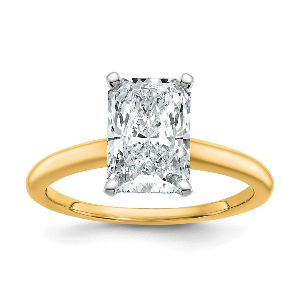 10K Two Tone Gold 1ct Lab Grown Diamond VS+ F+ Radiant Solitaire Complete Engagement Ring Size 5 – Elegant Jewelry Gift for Birthday, Anniversary, Engagement, Wedding