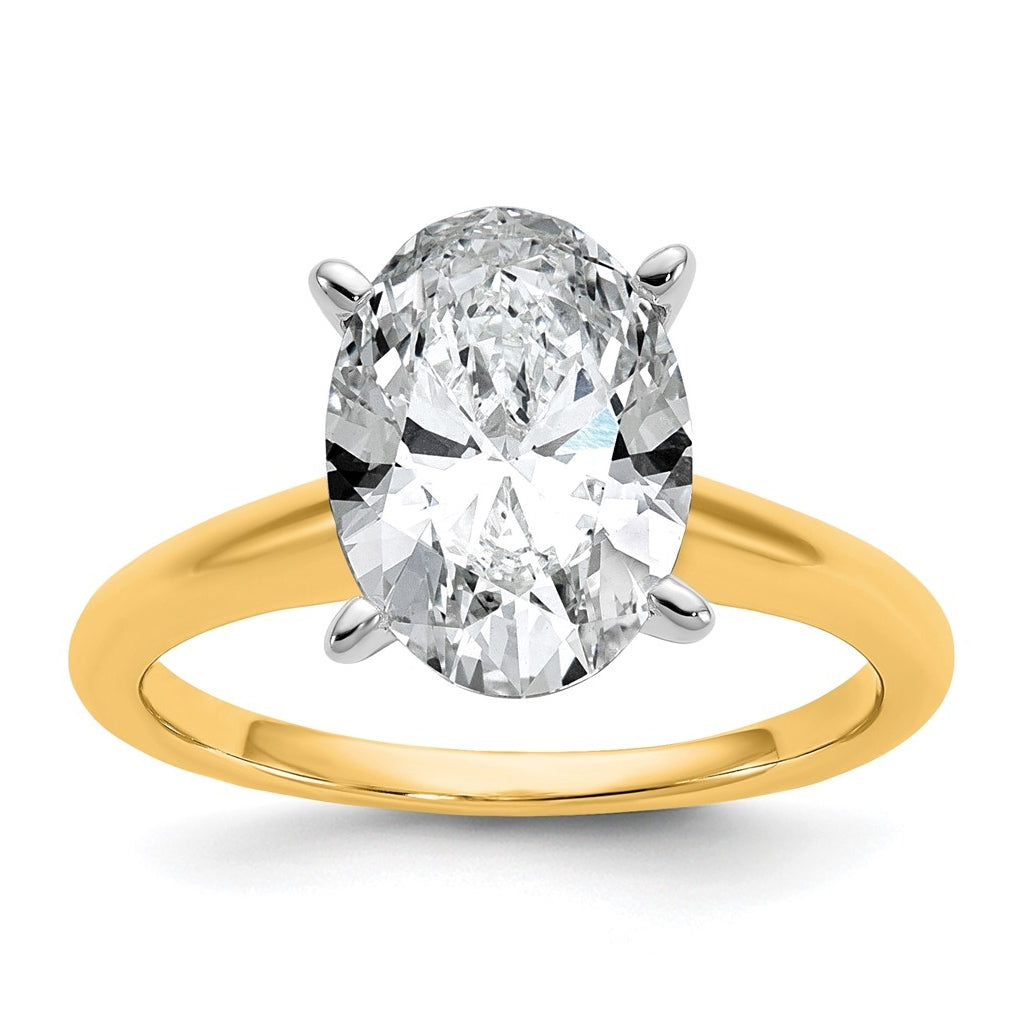 10K Two Tone Gold 1/2ct Lab Grown Diamond VS+ F+ Oval Complete Solitaire Engagement Ring Size 5 – Elegant Jewelry Gift for Birthday, Anniversary, Engagement, Wedding