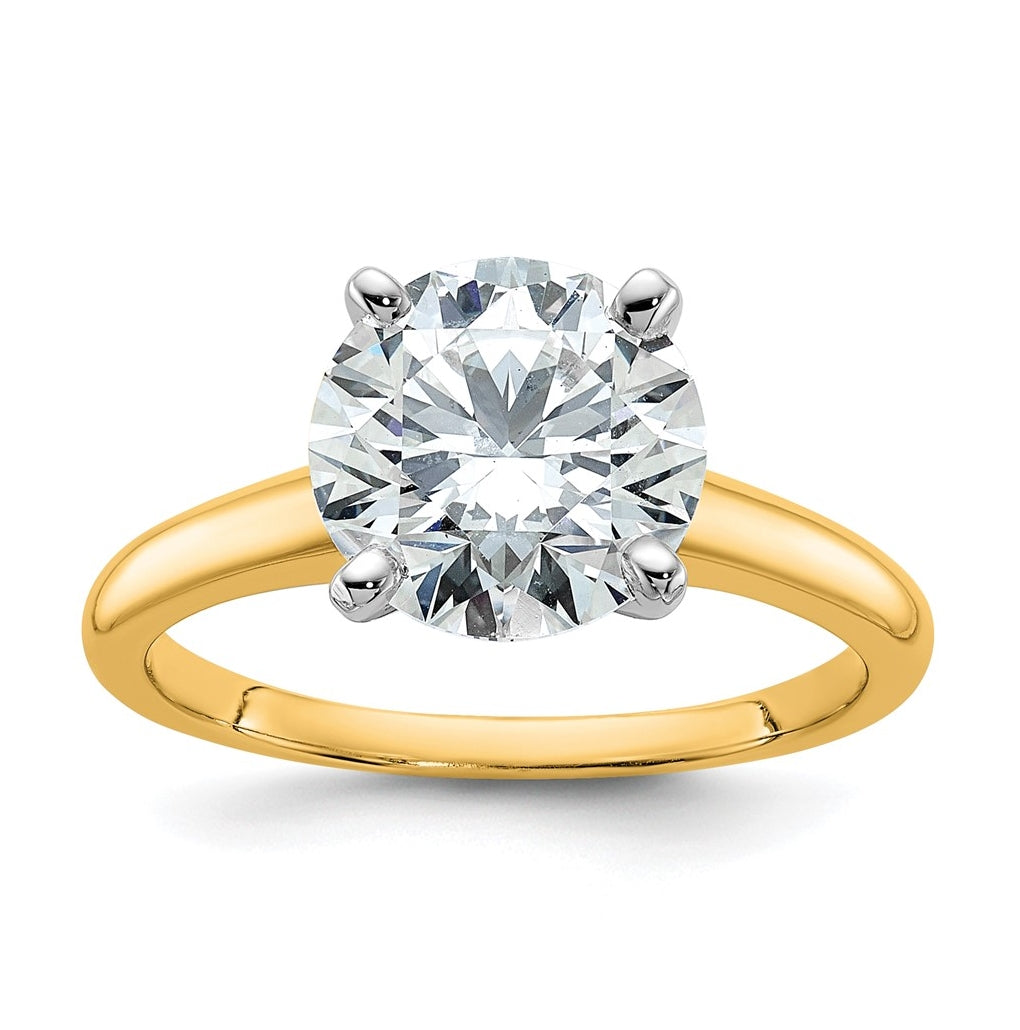 10K Two Tone Gold 1/2ct Lab Grown Diamond VS+ F+ Round Complete Solitaire Engagement Ring Size 5 – Elegant Jewelry Gift for Birthday, Anniversary, Engagement, Wedding