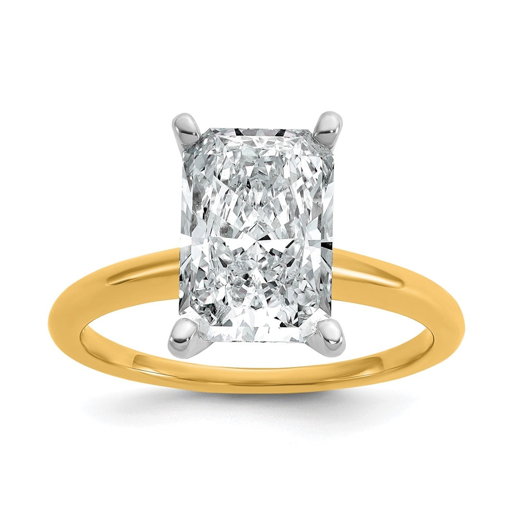 10K Two Tone Gold 1ct Lab Grown Diamond VS+ F+ Radiant Solitaire Complete Engagement Ring Size 5 – Elegant Jewelry Gift for Birthday, Anniversary, Engagement, Wedding