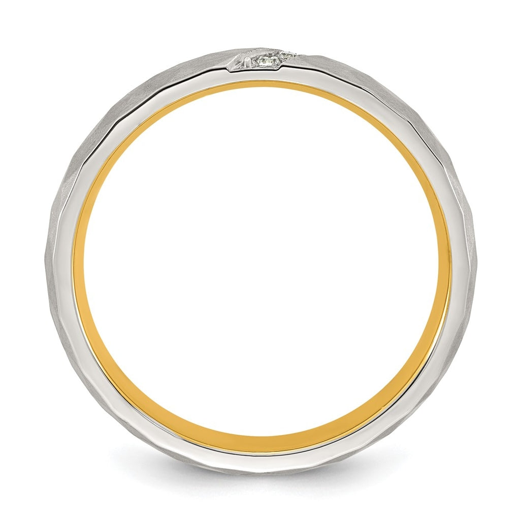Stainless Steel Polished and Brushed Yellow IP-plated Cubic Zirconia Faceted Ring Size 10 – Elegant Jewelry Gift for Birthday, Anniversary, Engagement, Wedding