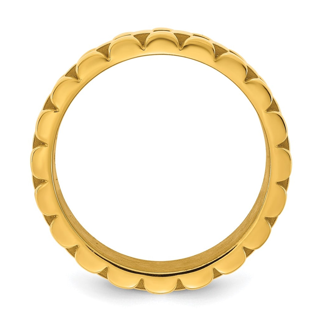Stainless Steel Polished Yellow IP-plated Textured 11mm Ring Size 10 – Elegant Jewelry Gift for Birthday, Anniversary, Engagement, Wedding