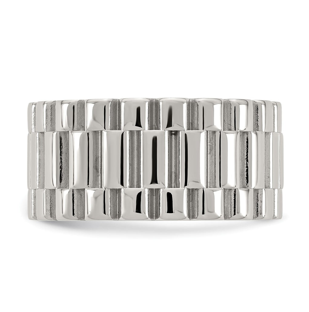 Stainless Steel Polished Yellow IP-plated Textured 11mm Ring Size 10 – Elegant Jewelry Gift for Birthday, Anniversary, Engagement, Wedding