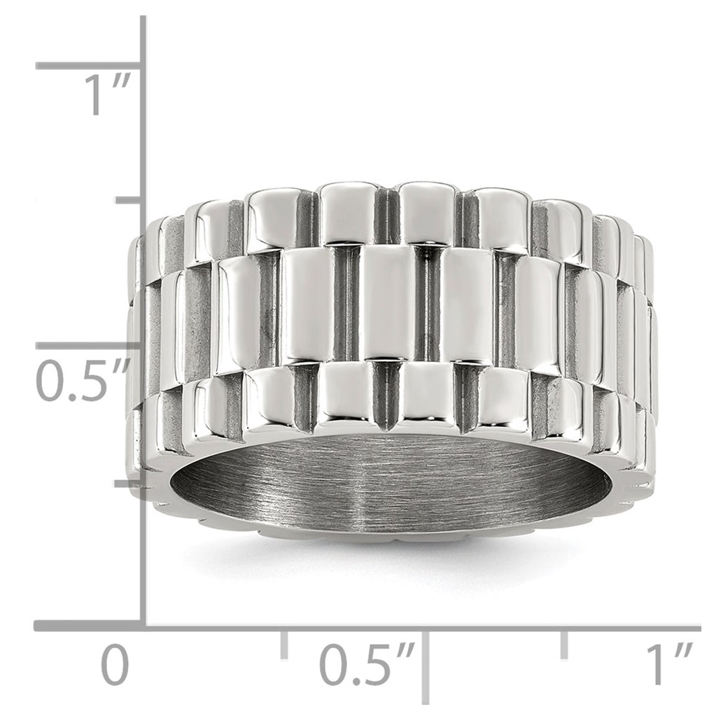 Stainless Steel Polished Yellow IP-plated Textured 11mm Ring Size 10 – Elegant Jewelry Gift for Birthday, Anniversary, Engagement, Wedding