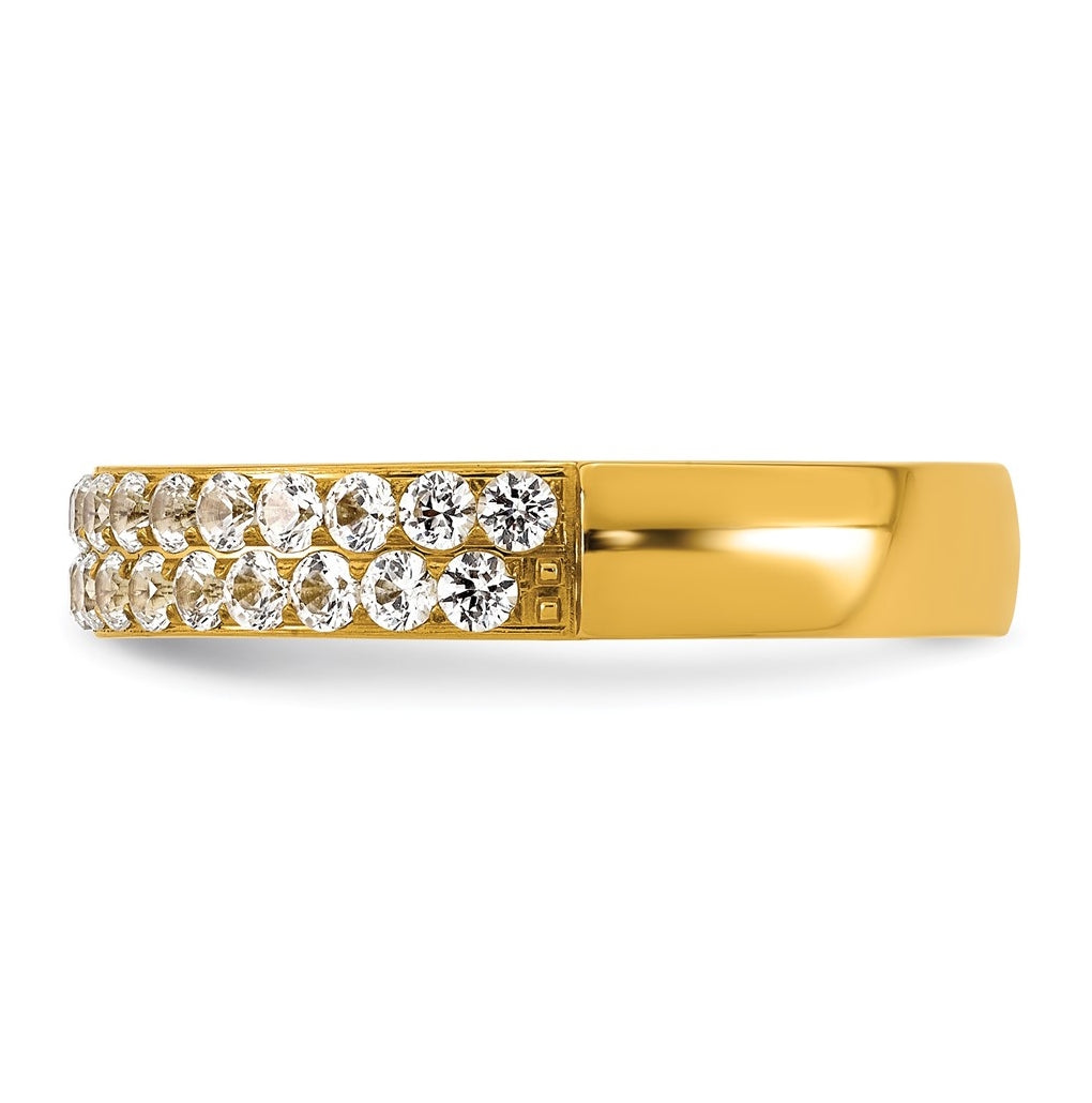 Stainless Steel Polished Yellow IP-plated 4mm Cubic Zirconia Ring Size 10 – Elegant Jewelry Gift for Birthday, Anniversary, Engagement, Wedding