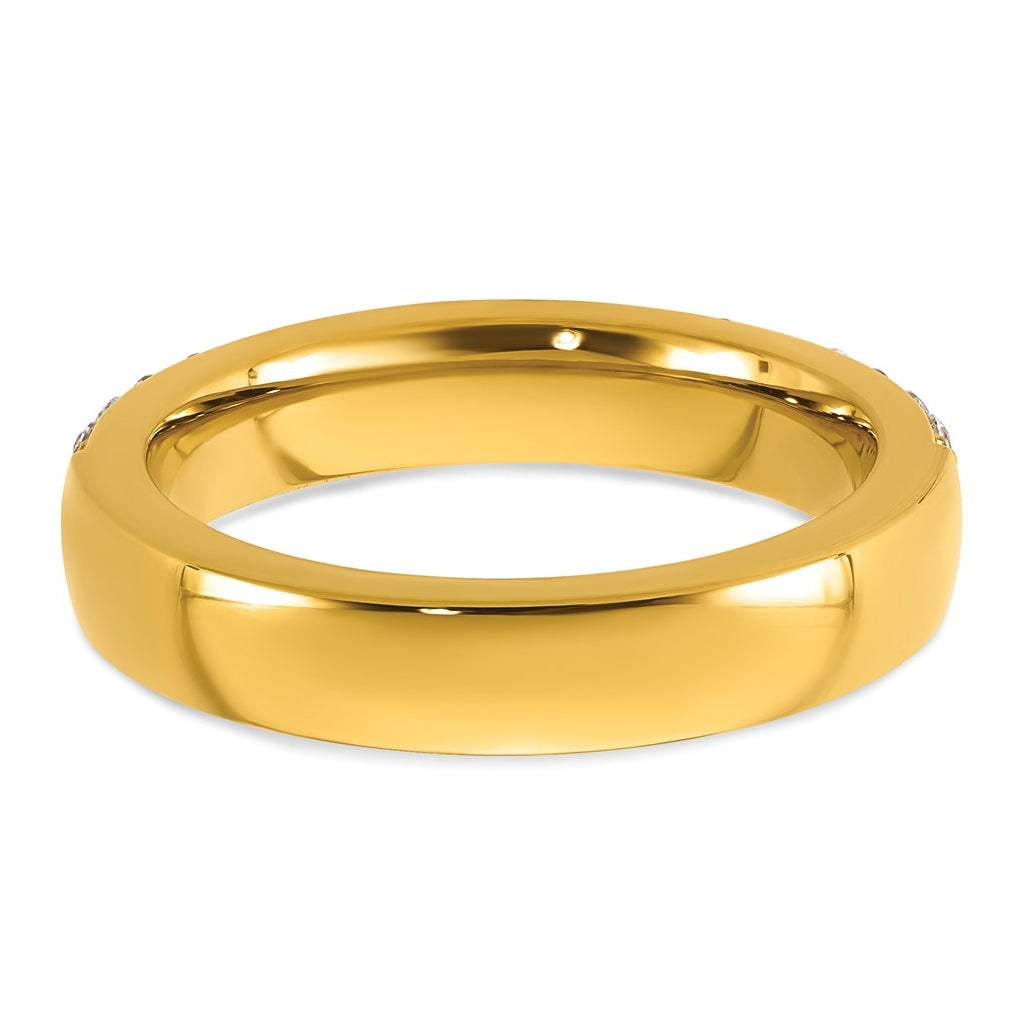 Stainless Steel Polished Yellow IP-plated 4mm Cubic Zirconia Ring Size 10 – Elegant Jewelry Gift for Birthday, Anniversary, Engagement, Wedding