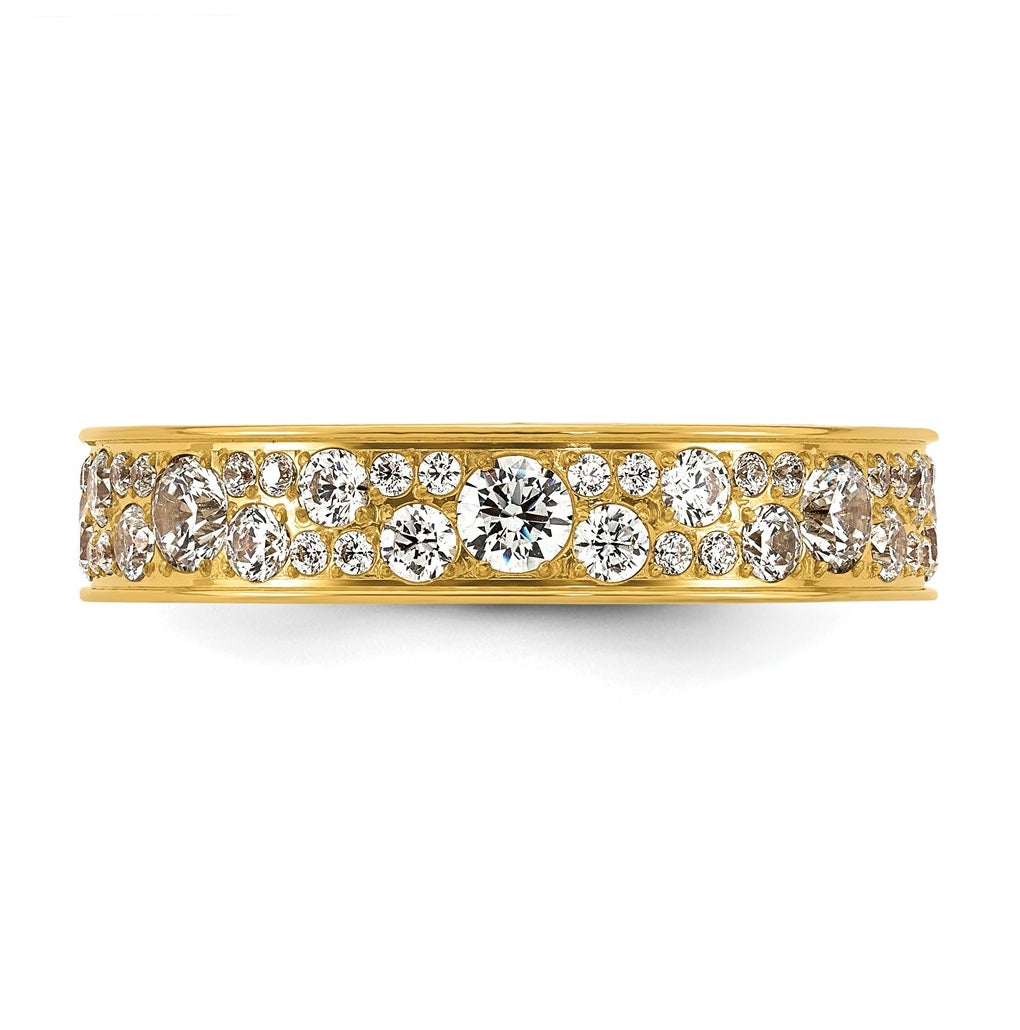 Stainless Steel Polished Yellow IP-plated Cubic Zirconia 4.5mm Ring Size 10 – Elegant Jewelry Gift for Birthday, Anniversary, Engagement, Wedding
