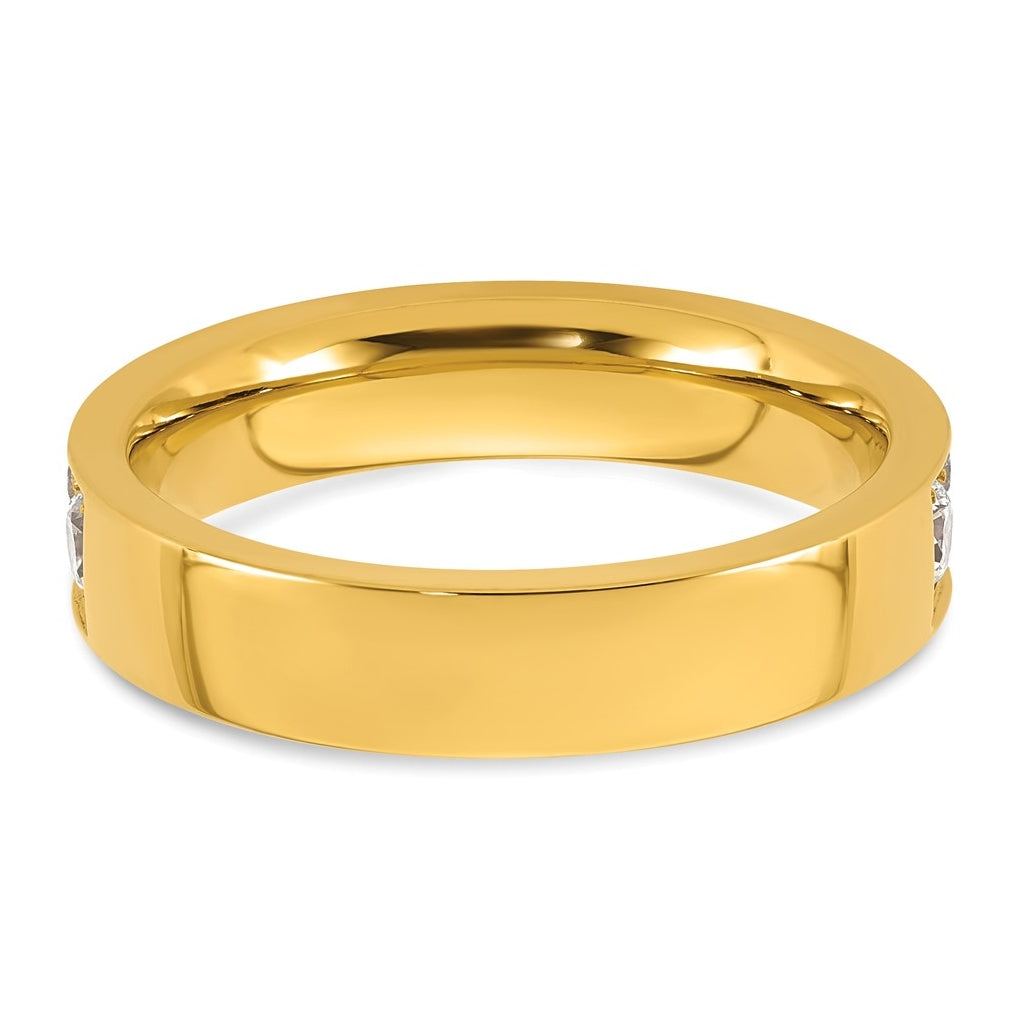 Stainless Steel Polished Yellow IP-plated Cubic Zirconia 4.5mm Ring Size 10 – Elegant Jewelry Gift for Birthday, Anniversary, Engagement, Wedding