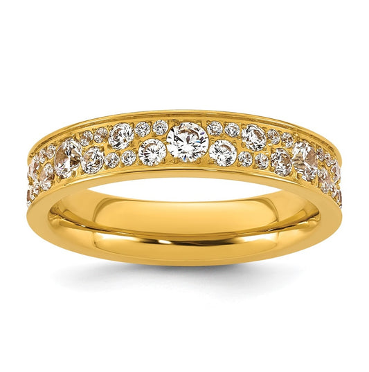 Stainless Steel Polished Yellow IP-plated Cubic Zirconia 4.5mm Ring Size 10 – Elegant Jewelry Gift for Birthday, Anniversary, Engagement, Wedding