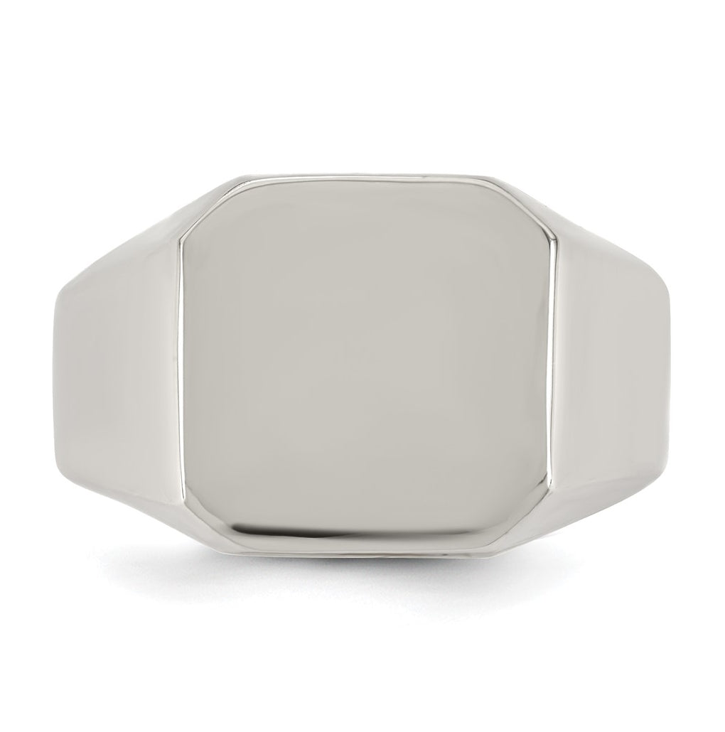 Stainless Steel Polished Signet Ring Size 10 – Elegant Jewelry Gift for Birthday, Anniversary, Engagement, Wedding