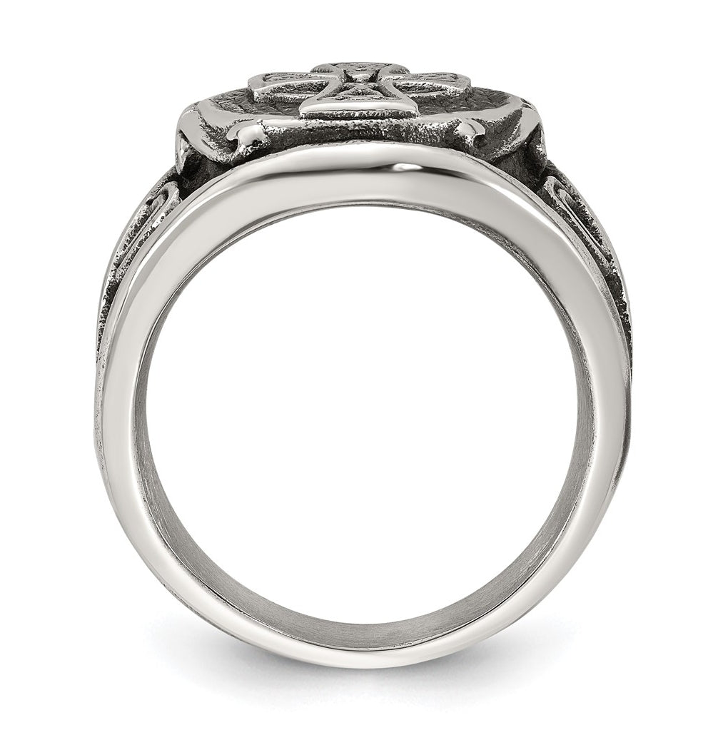 Stainless Steel Polished and Antiqued Celtic Cross Ring Size 10 – Elegant Jewelry Gift for Birthday, Anniversary, Engagement, Wedding