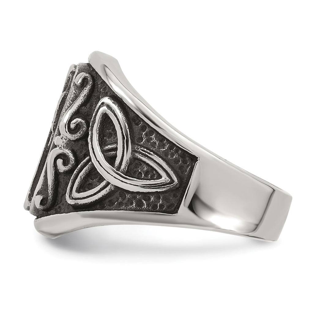 Stainless Steel Polished and Antiqued Celtic Cross Ring Size 10 – Elegant Jewelry Gift for Birthday, Anniversary, Engagement, Wedding