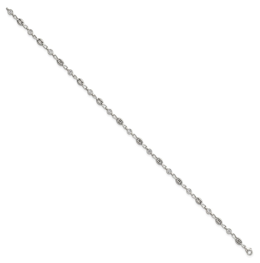 Stainless Steel with 925 Polished White Cubic Zirconia 10.25in Anklet – Elegant Jewelry Gift for Birthday, Anniversary, Engagement, Wedding