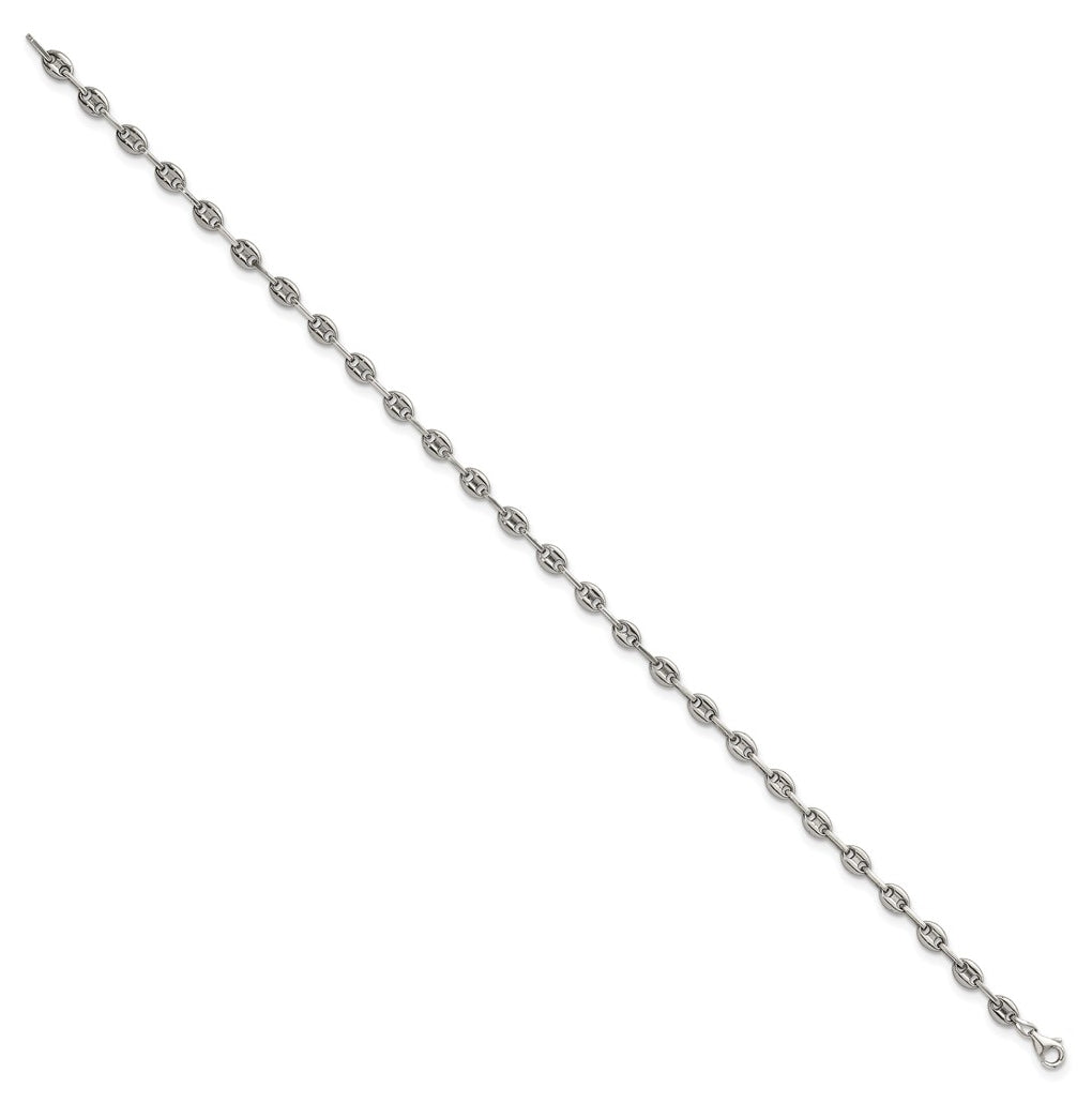 Stainless Steel with 925 Polished Anchor Link 9.75in Anklet – Elegant Jewelry Gift for Birthday, Anniversary, Engagement, Wedding