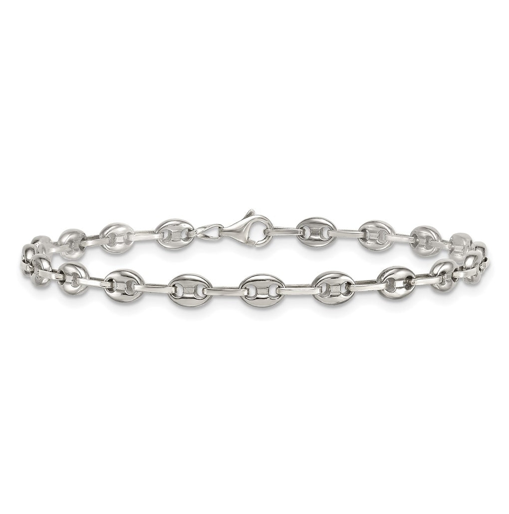 Stainless Steel with 925 Polished Anchor Link 9.75in Anklet – Elegant Jewelry Gift for Birthday, Anniversary, Engagement, Wedding