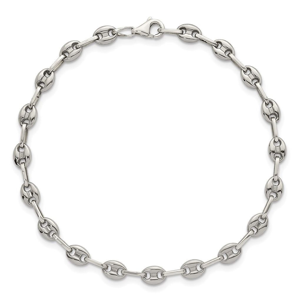 Stainless Steel with 925 Polished Anchor Link 9.75in Anklet – Elegant Jewelry Gift for Birthday, Anniversary, Engagement, Wedding