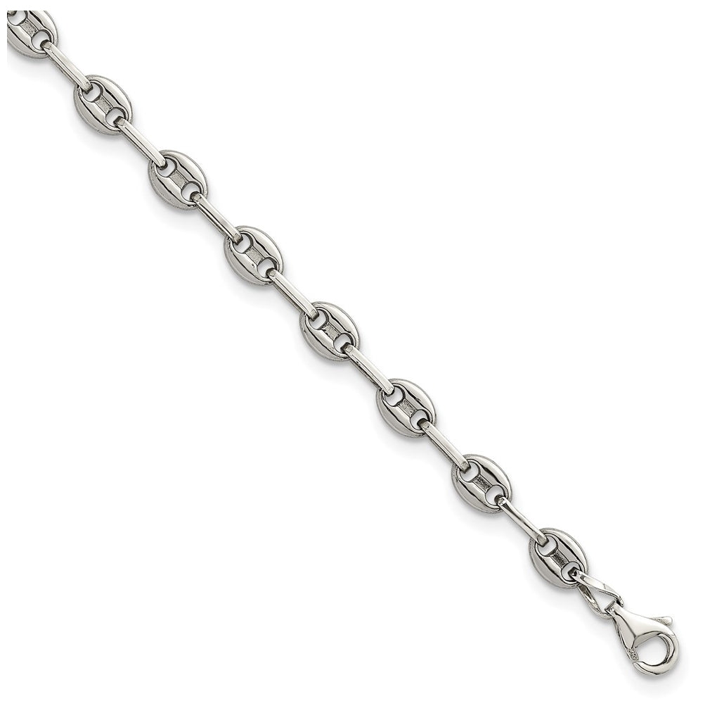 Stainless Steel with 925 Polished Anchor Link 9.75in Anklet – Elegant Jewelry Gift for Birthday, Anniversary, Engagement, Wedding