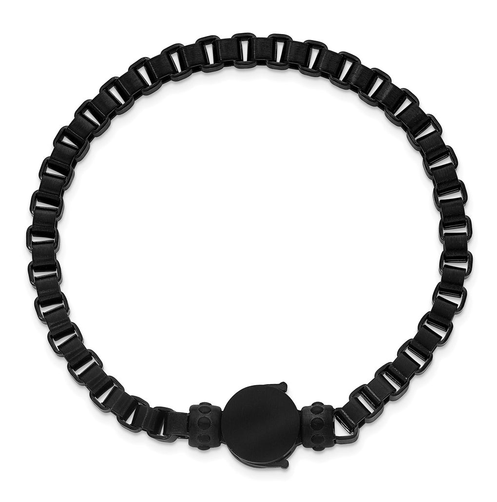 Stainless Steel Matte Black IP-plated Rounded Box Chain 8.75in Bracelet – Elegant Jewelry Gift for Birthday, Anniversary, Engagement, Wedding