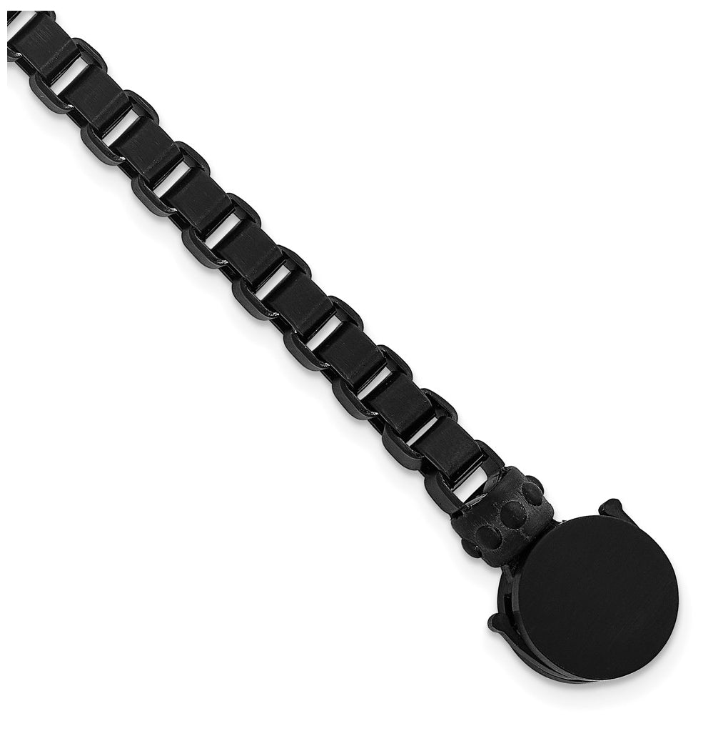 Stainless Steel Matte Black IP-plated Rounded Box Chain 8.75in Bracelet – Elegant Jewelry Gift for Birthday, Anniversary, Engagement, Wedding
