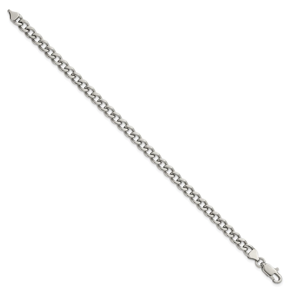 Stainless Steel Polished 5.25mm Curb Chain 7in Bracelet – Elegant Jewelry Gift for Birthday, Anniversary, Engagement, Wedding