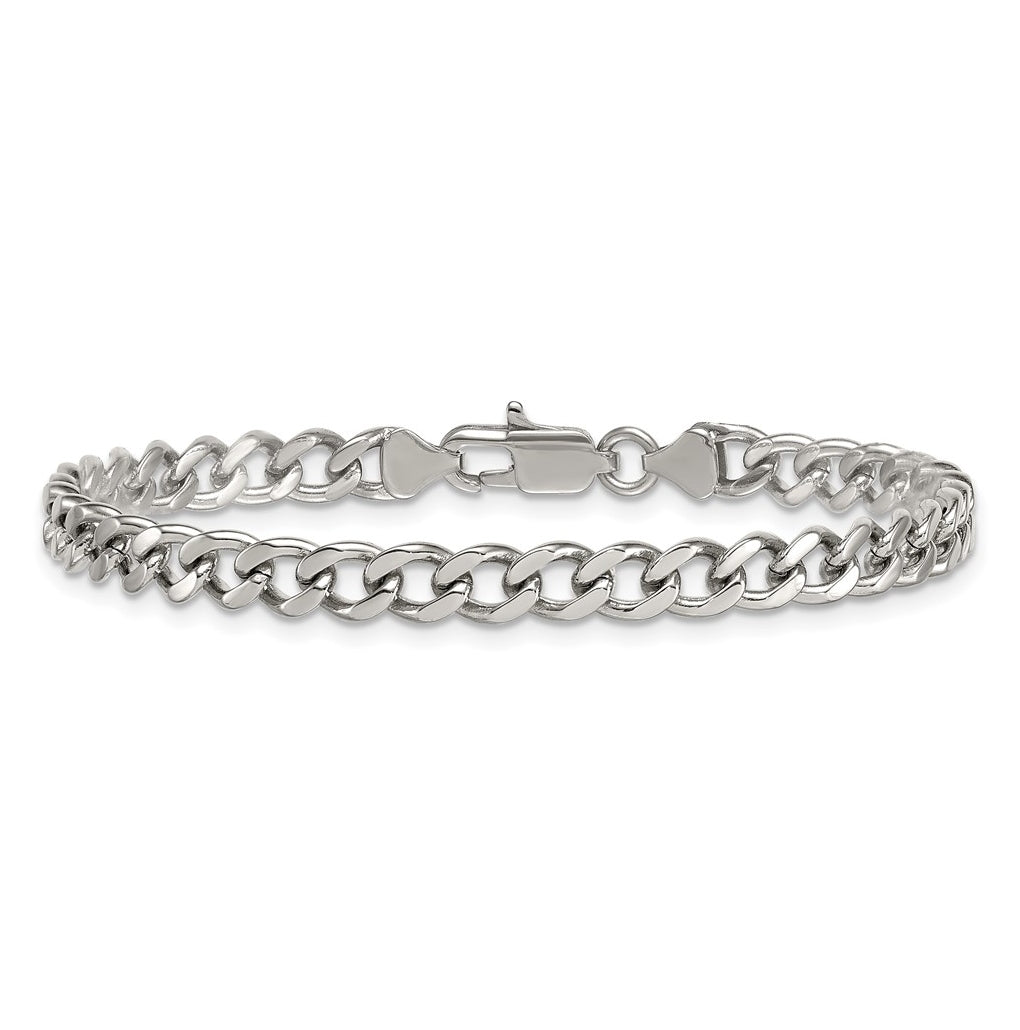 Stainless Steel Polished 5.25mm Curb Chain 7in Bracelet – Elegant Jewelry Gift for Birthday, Anniversary, Engagement, Wedding