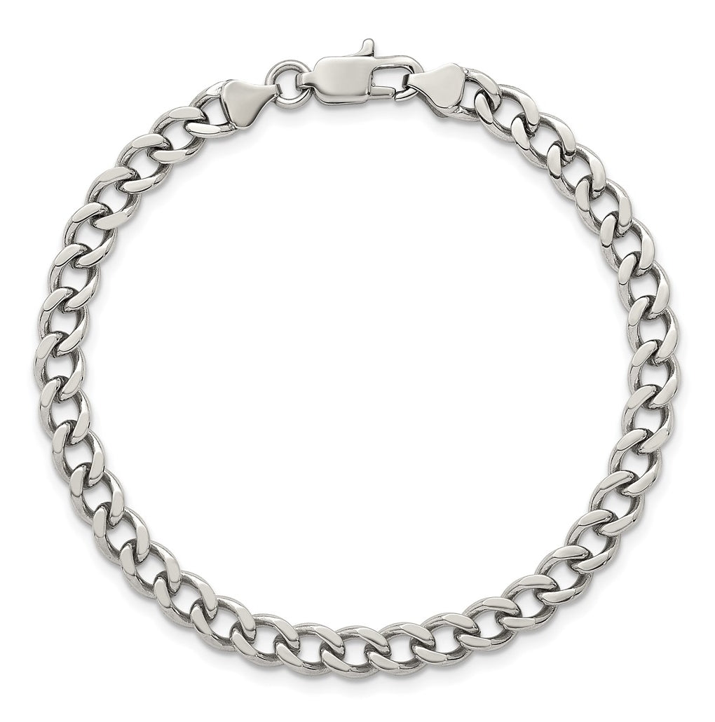Stainless Steel Polished 5.25mm Curb Chain 7in Bracelet – Elegant Jewelry Gift for Birthday, Anniversary, Engagement, Wedding