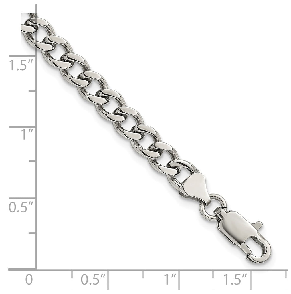 Stainless Steel Polished 5.25mm Curb Chain 7in Bracelet – Elegant Jewelry Gift for Birthday, Anniversary, Engagement, Wedding