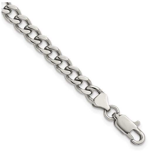 Stainless Steel Polished 5.25mm Curb Chain 7in Bracelet – Elegant Jewelry Gift for Birthday, Anniversary, Engagement, Wedding