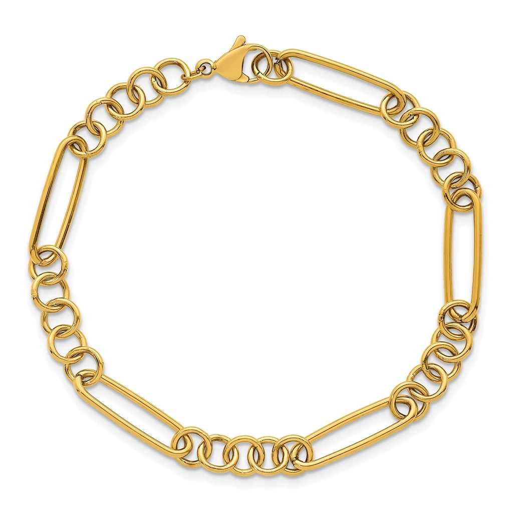 Stainless Steel Polished Yellow IP 5.25mm Pocket Watch Chain Style 8 in Bracelet – Elegant Jewelry Gift for Birthday, Anniversary, Engagement, Wedding