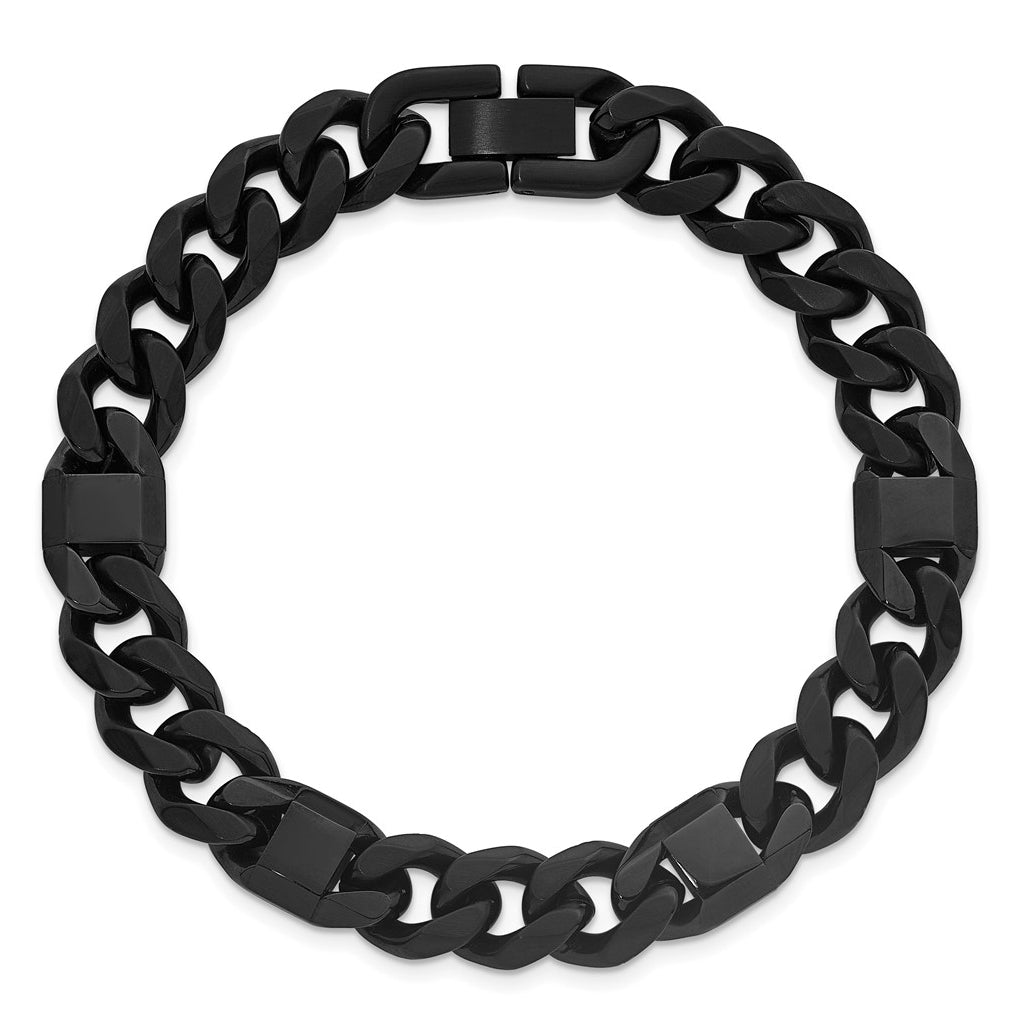 Stainless Steel Brushed & Polished BlackIP 10.5mm Cuban Link 8.5in Bracelet – Elegant Jewelry Gift for Birthday, Anniversary, Engagement, Wedding